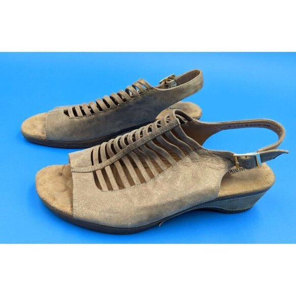 Walking Cradles Women's Sandals Size 9 M Beige Brown Shimmer Slingback - Picture 1 of 16